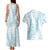 Hawaii Plumeria Lei Couples Matching Tank Maxi Dress and Hawaiian Shirt Aloha Festive Vibe - Turquoise