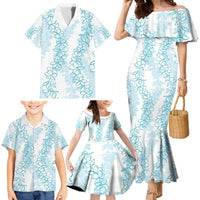 Hawaii Plumeria Lei Family Matching Mermaid Dress and Hawaiian Shirt Aloha Festive Vibe - Turquoise LT7 - Polynesian Pride