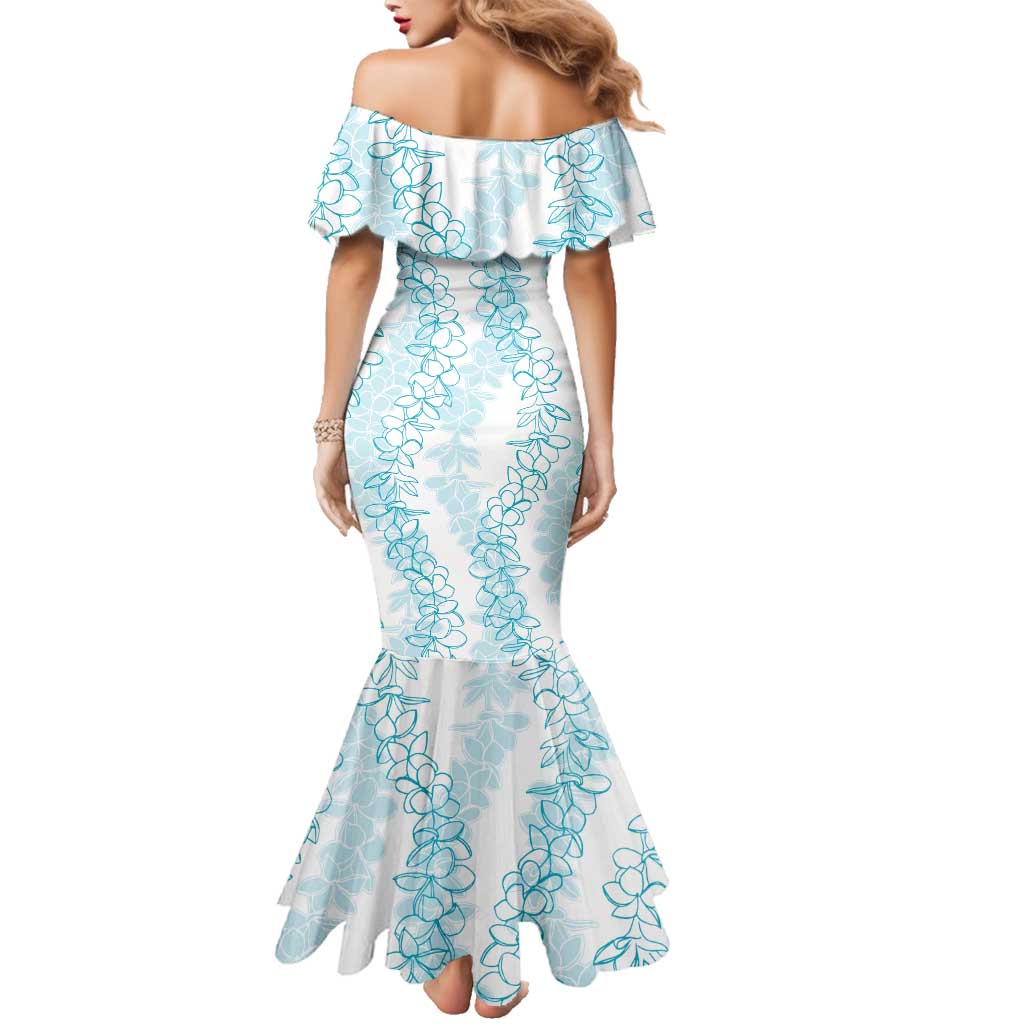 Hawaii Plumeria Lei Family Matching Mermaid Dress and Hawaiian Shirt Aloha Festive Vibe - Turquoise LT7 - Polynesian Pride