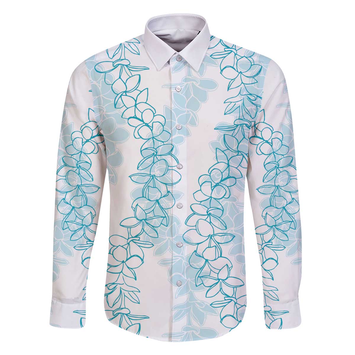 Hawaii Plumeria Lei Family Matching Off The Shoulder Long Sleeve Dress and Hawaiian Shirt Aloha Festive Vibe - Turquoise