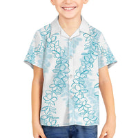 Hawaii Plumeria Lei Family Matching Puletasi and Hawaiian Shirt Aloha Festive Vibe - Turquoise LT7 Son's Shirt Turquoise - Polynesian Pride