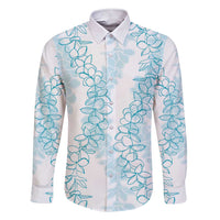 Hawaii Plumeria Lei Family Matching Short Sleeve Bodycon Dress and Hawaiian Shirt Aloha Festive Vibe - Turquoise LT7 Dad's Shirt - Long Sleeve Turquoise - Polynesian Pride