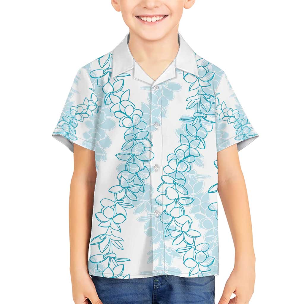 Hawaii Plumeria Lei Family Matching Short Sleeve Bodycon Dress and Hawaiian Shirt Aloha Festive Vibe - Turquoise LT7 Son's Shirt Turquoise - Polynesian Pride