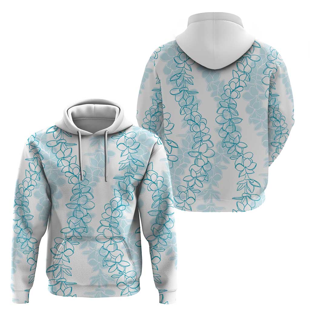 Hawaii Plumeria Lei Hoodie Aloha Festive Vibe - Turquoise
