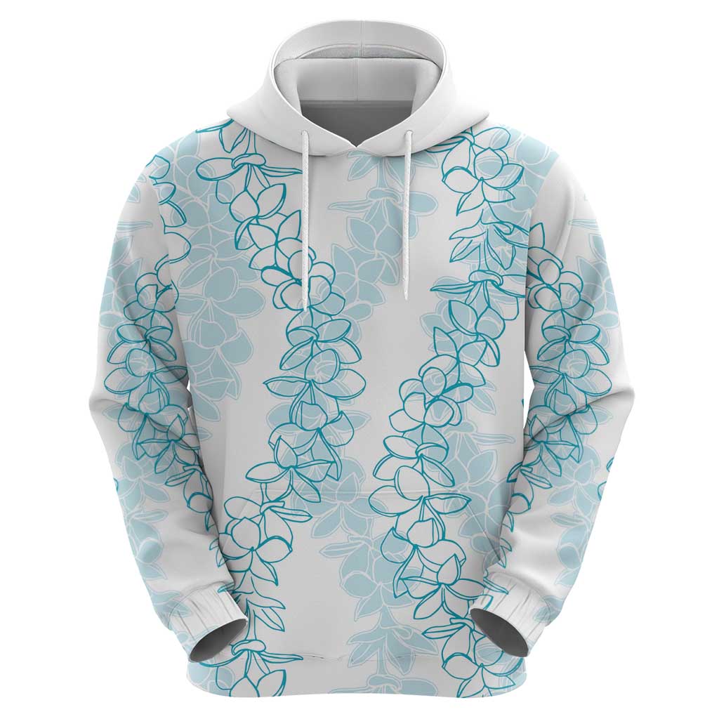 Hawaii Plumeria Lei Hoodie Aloha Festive Vibe - Turquoise