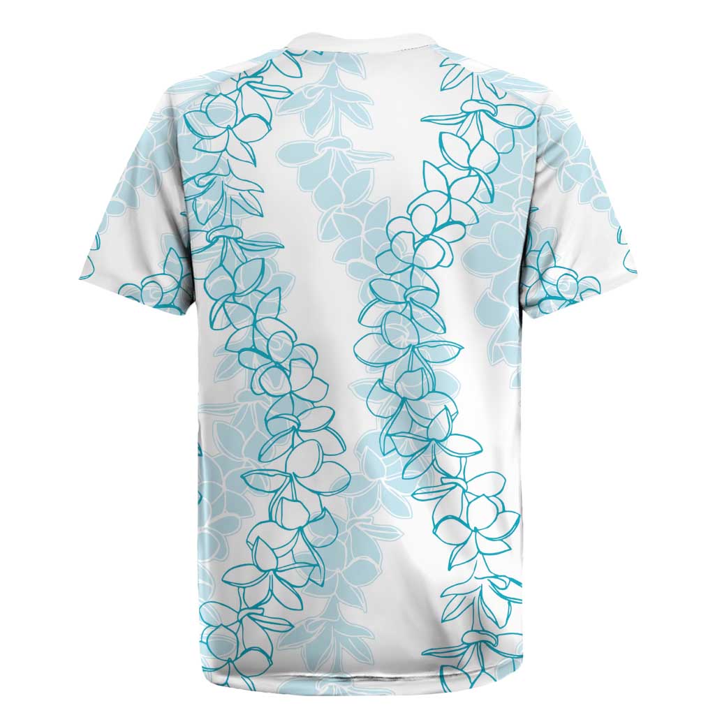 Hawaii Plumeria Lei Rugby Jersey Aloha Festive Vibe - Turquoise