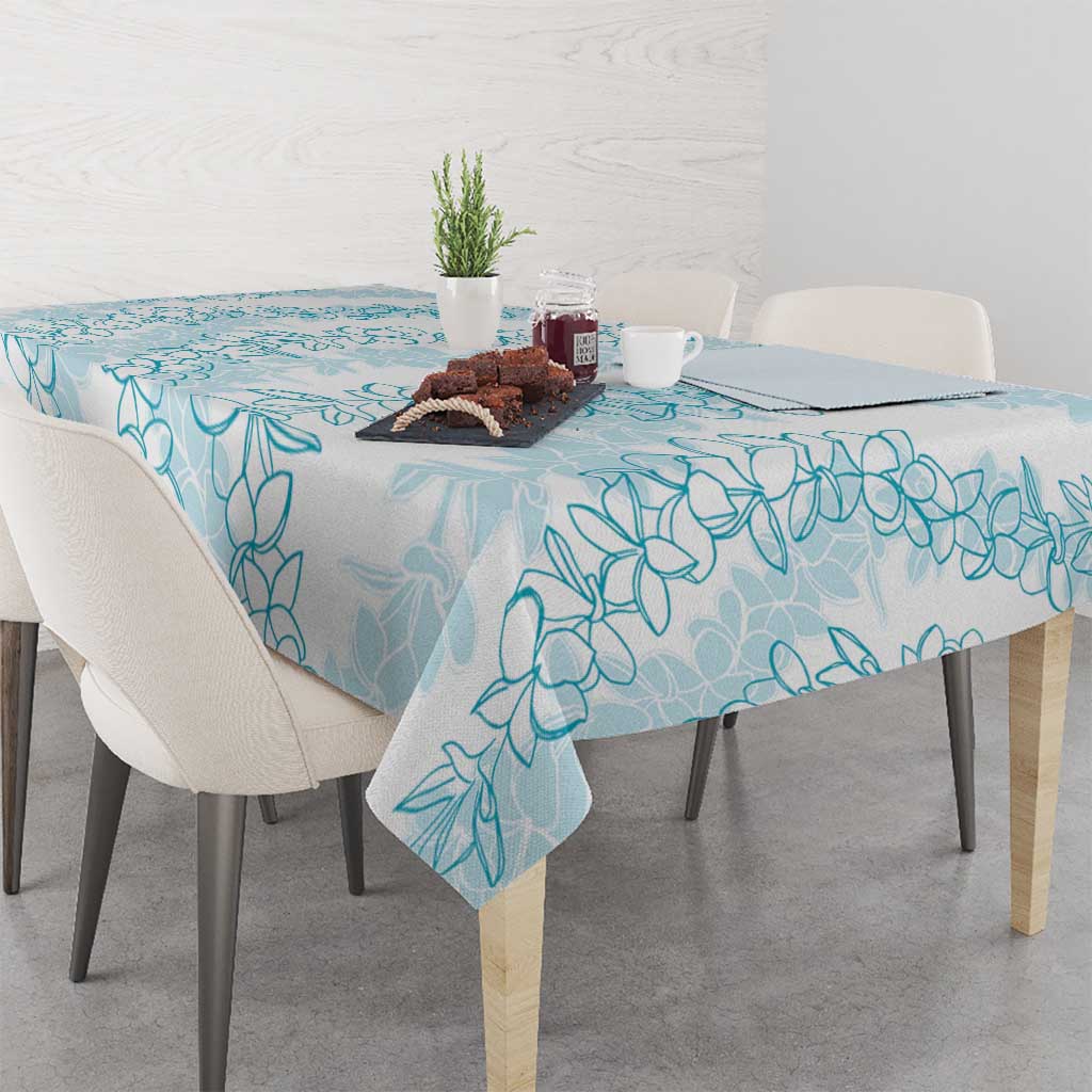 Hawaii Plumeria Lei Tablecloth Aloha Festive Vibe - Turquoise