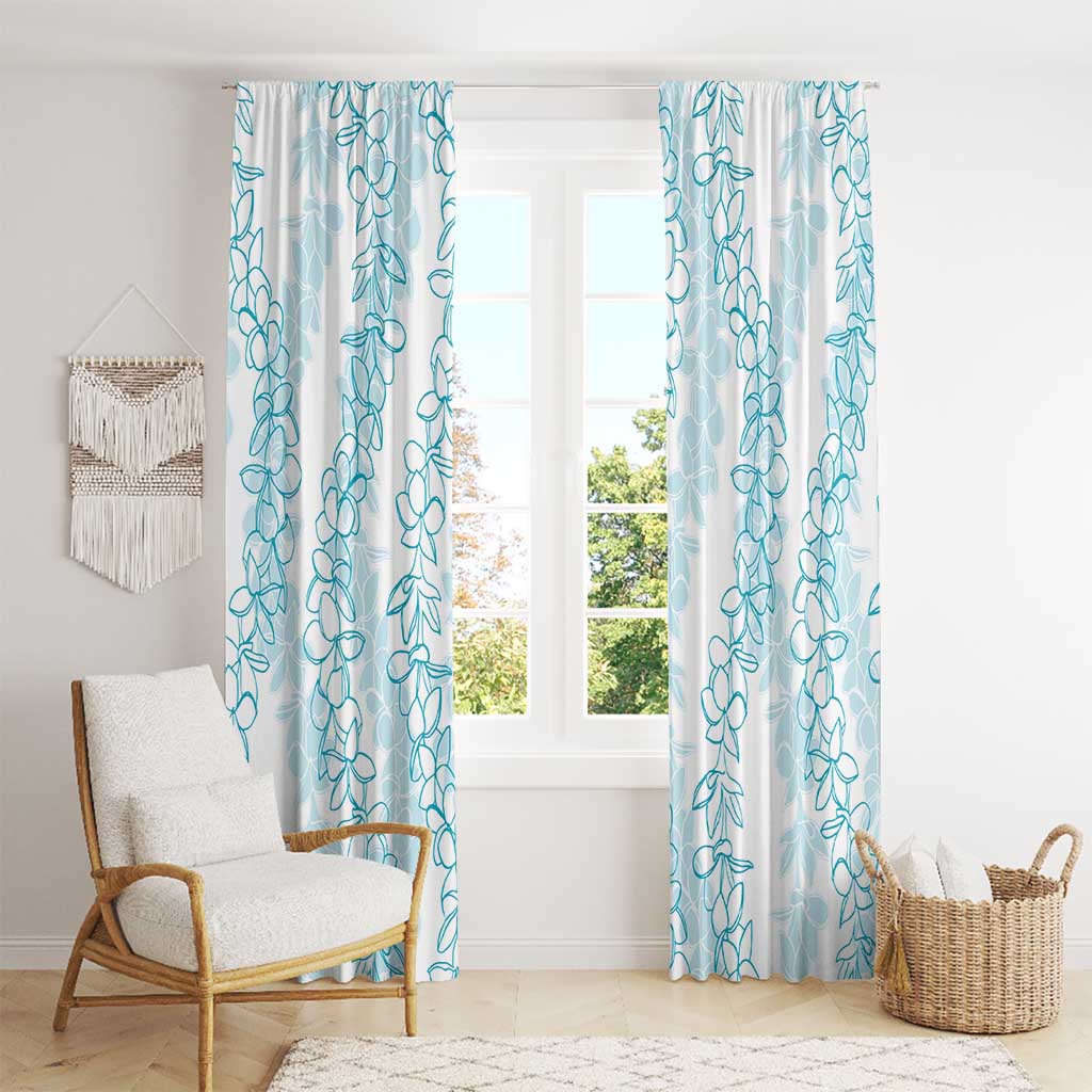 Hawaii Plumeria Lei Window Curtain Aloha Festive Vibe - Turquoise