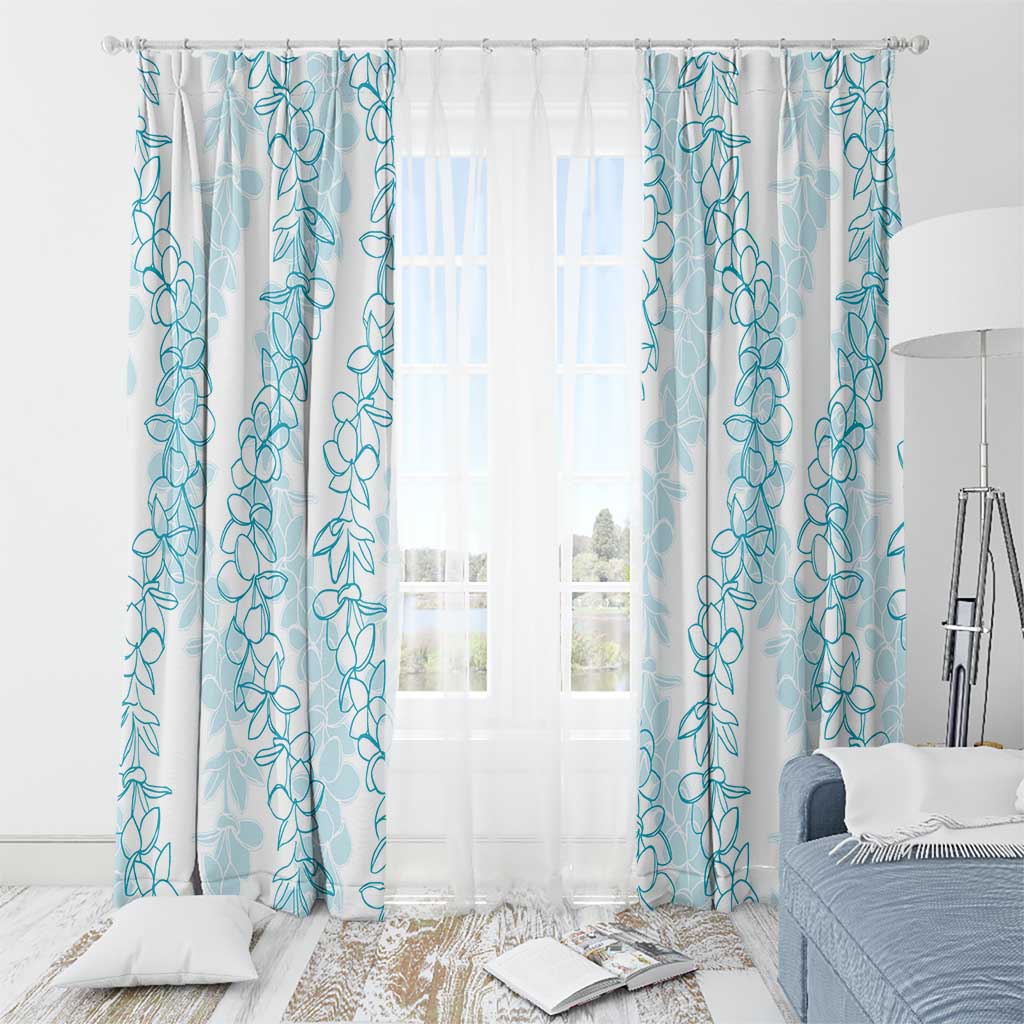 Hawaii Plumeria Lei Window Curtain Aloha Festive Vibe - Turquoise