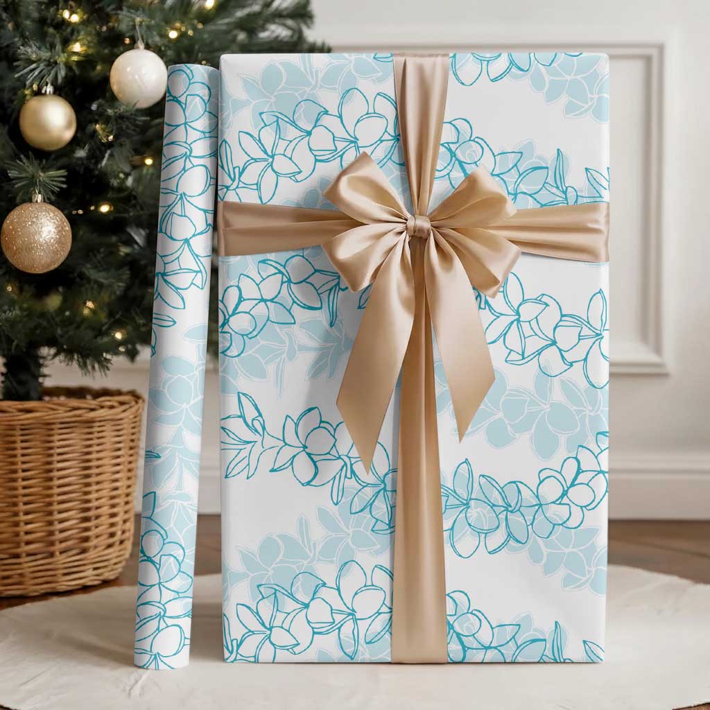 Hawaii Plumeria Lei Wrapping Paper Aloha Festive Vibe - Turquoise