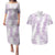 Hawaii Plumeria Lei Couples Matching Puletasi and Hawaiian Shirt Aloha Festive Vibe - Amethyst
