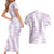 Hawaii Plumeria Lei Couples Matching Short Sleeve Bodycon Dress and Hawaiian Shirt Aloha Festive Vibe - Amethyst