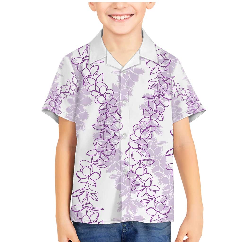 Hawaii Plumeria Lei Family Matching Mermaid Dress and Hawaiian Shirt Aloha Festive Vibe - Amethyst LT7 Son's Shirt Amethyst - Polynesian Pride