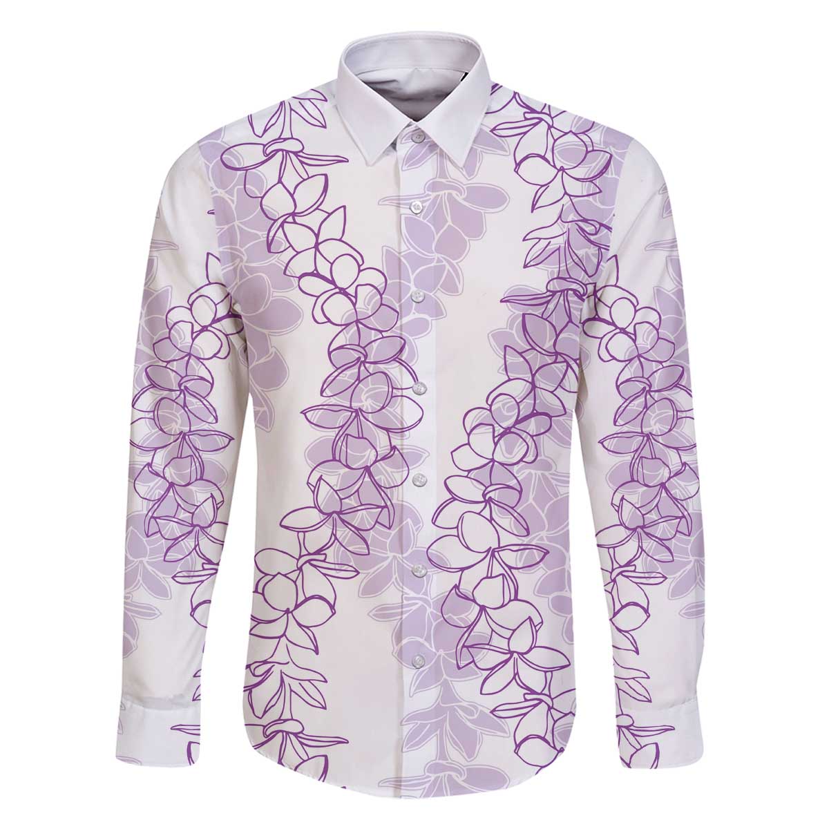 Hawaii Plumeria Lei Family Matching Off The Shoulder Long Sleeve Dress and Hawaiian Shirt Aloha Festive Vibe - Amethyst
