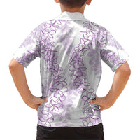 Hawaii Plumeria Lei Family Matching Short Sleeve Bodycon Dress and Hawaiian Shirt Aloha Festive Vibe - Amethyst LT7 - Polynesian Pride