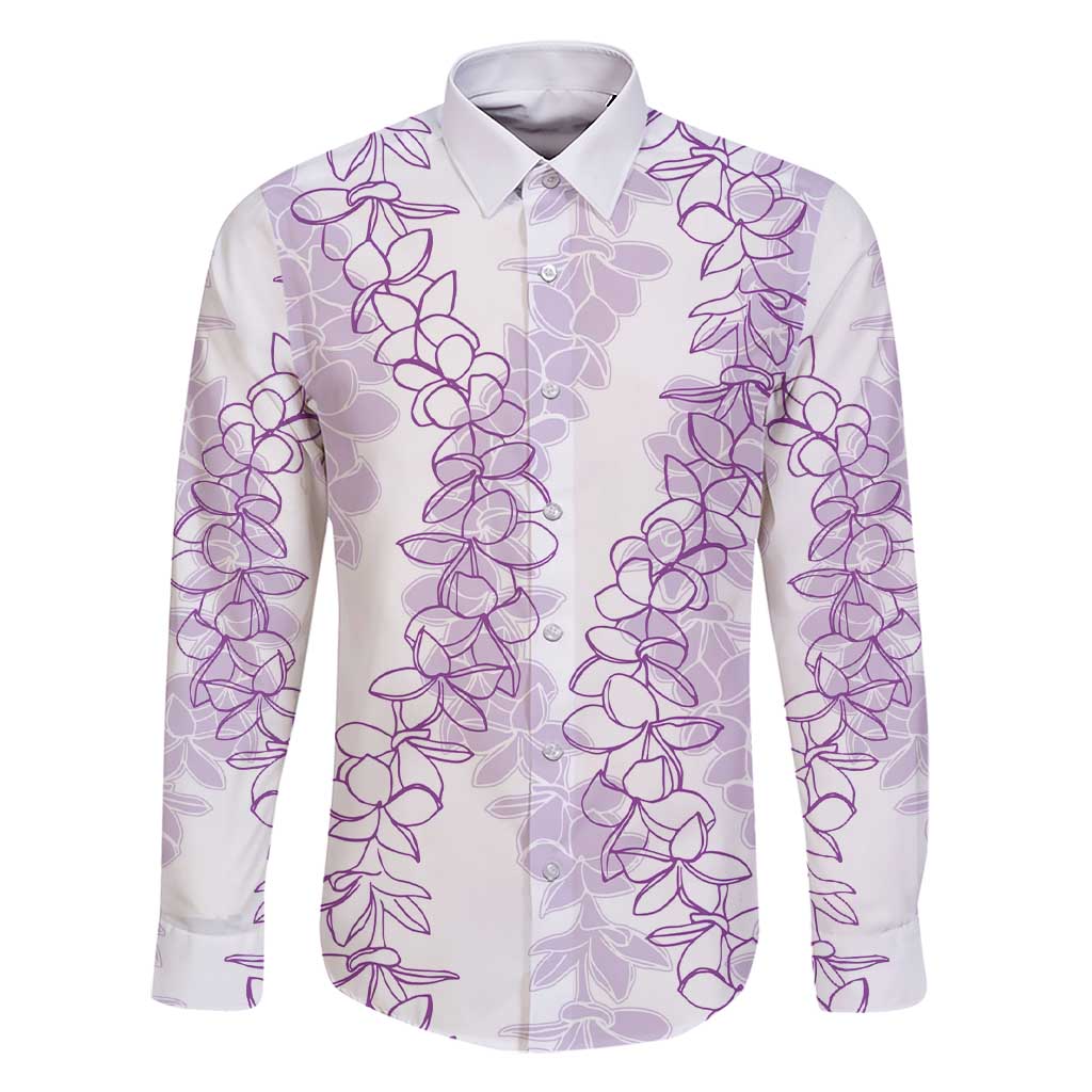 Hawaii Plumeria Lei Family Matching Short Sleeve Bodycon Dress and Hawaiian Shirt Aloha Festive Vibe - Amethyst LT7 Dad's Shirt - Long Sleeve Amethyst - Polynesian Pride