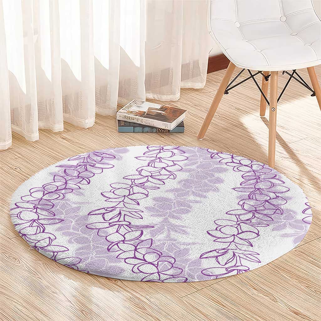 Hawaii Plumeria Lei Round Carpet Aloha Festive Vibe - Amethyst