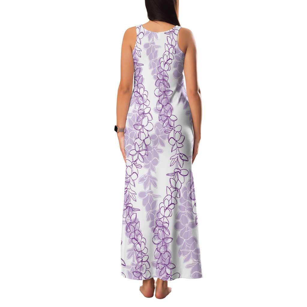 Hawaii Plumeria Lei Tank Maxi Dress Aloha Festive Vibe - Amethyst