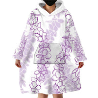 Hawaii Plumeria Lei Wearable Blanket Hoodie Aloha Festive Vibe - Amethyst