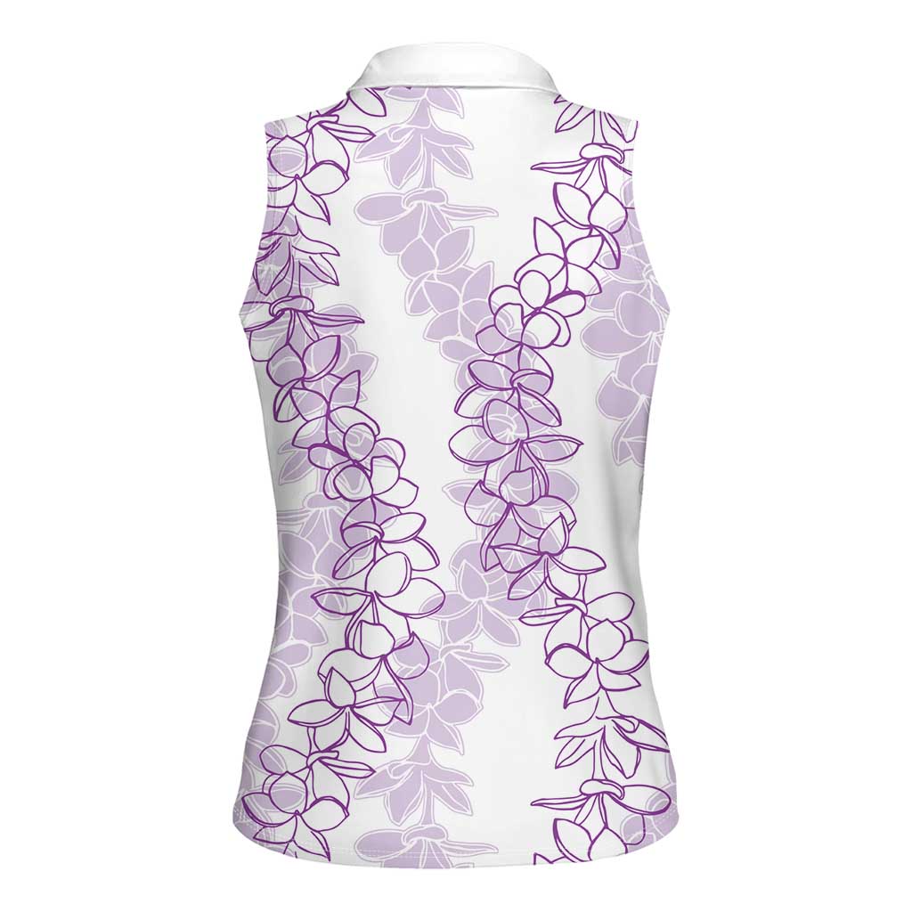 Hawaii Plumeria Lei Women Sleeveless Polo Shirt Aloha Festive Vibe - Amethyst
