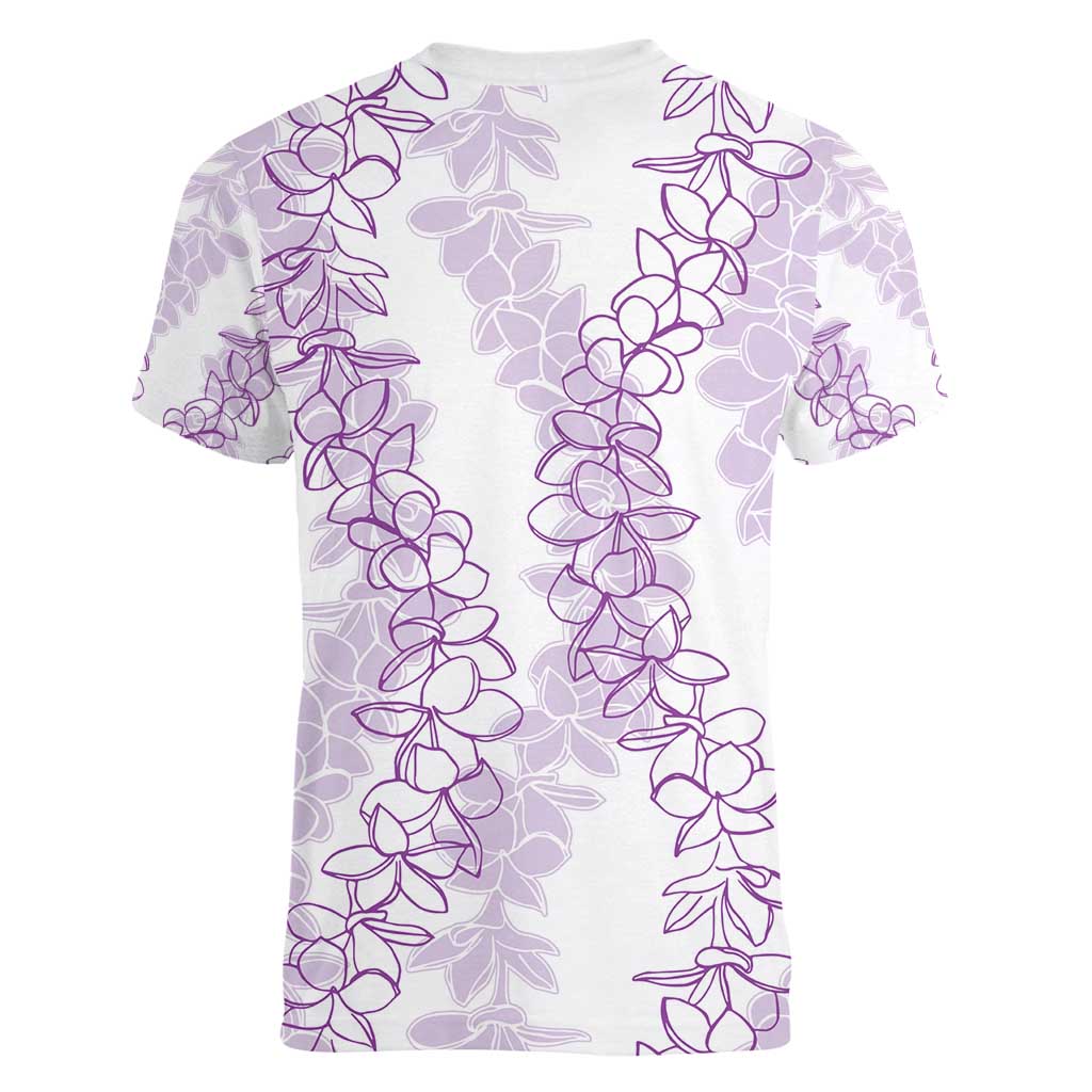 Hawaii Plumeria Lei Women V-Neck T-Shirt Aloha Festive Vibe - Amethyst