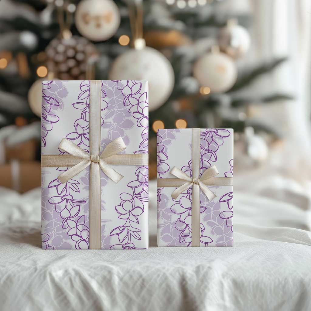 Hawaii Plumeria Lei Wrapping Paper Aloha Festive Vibe - Amethyst
