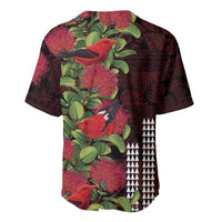Hawaii Mele Kalikimaka Kakau Baseball Jersey I'iwi Bird on Ohia Lehua