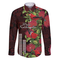 Hawaii Mele Kalikimaka Kakau Family Matching Short Sleeve Bodycon Dress and Hawaiian Shirt I'iwi Bird on Ohia Lehua