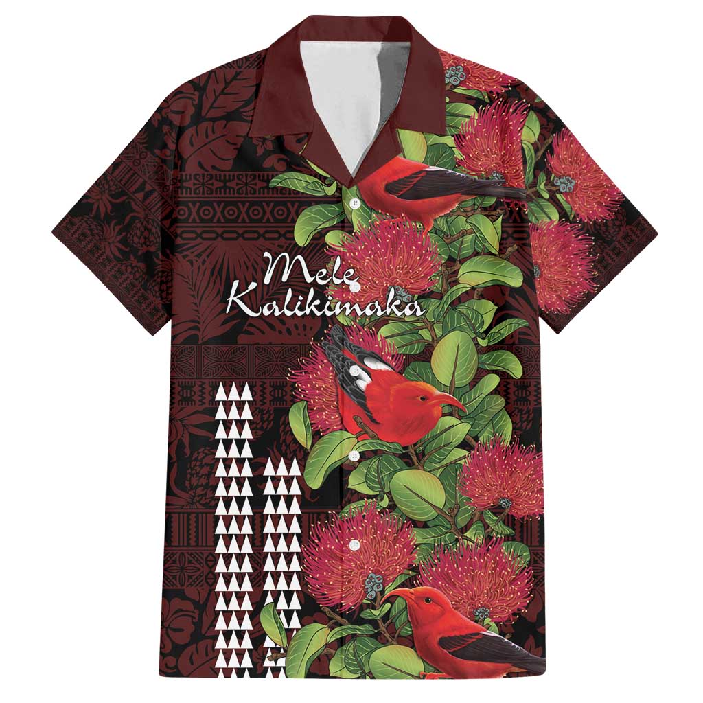 Hawaii Mele Kalikimaka Kakau Family Matching Summer Maxi Dress and Hawaiian Shirt I'iwi Bird on Ohia Lehua