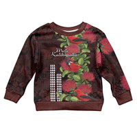 Hawaii Mele Kalikimaka Kakau Kid Ugly Christmas Sweater I'iwi Bird on Ohia Lehua