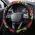 Hawaii Mele Kalikimaka Kakau Steering Wheel Cover I'iwi Bird on Ohia Lehua