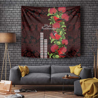 Hawaii Mele Kalikimaka Kakau Tapestry I'iwi Bird on Ohia Lehua