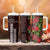 Hawaii Mele Kalikimaka Kakau Tumbler With Handle I'iwi Bird on Ohia Lehua