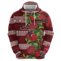 Hawaii Christmas Mele Kalikimaka Hoodie I'iwi Bird on Ohia Lehua