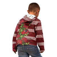 Hawaii Christmas Mele Kalikimaka Kid Hoodie I'iwi Bird on Ohia Lehua