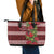 Hawaii Christmas Mele Kalikimaka Leather Tote Bag I'iwi Bird on Ohia Lehua