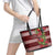 Hawaii Christmas Mele Kalikimaka Leather Tote Bag I'iwi Bird on Ohia Lehua