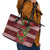 Hawaii Christmas Mele Kalikimaka Leather Tote Bag I'iwi Bird on Ohia Lehua