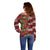 Hawaii Christmas Mele Kalikimaka Off Shoulder Sweater I'iwi Bird on Ohia Lehua