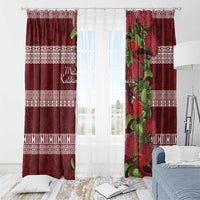 Hawaii Christmas Mele Kalikimaka Window Curtain I'iwi Bird on Ohia Lehua