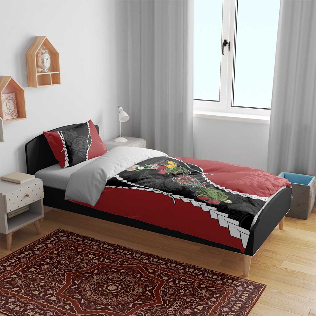 New Zealand Christmas Bedding Set Flora Map with Birds - Polynesian Pride