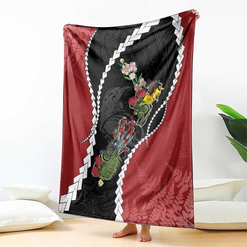 New Zealand Christmas Blanket Flora Map with Birds - Polynesian Pride