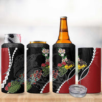 New Zealand Christmas 4 in 1 Can Cooler Tumbler Flora Map with Birds - Polynesian Pride