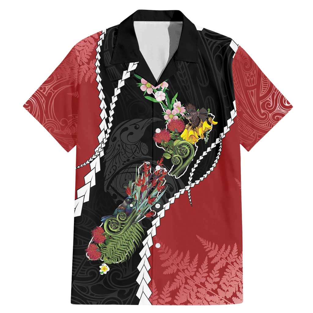 New Zealand Christmas Family Matching Mermaid Dress and Hawaiian Shirt Flora Map with Birds - Polynesian Pride