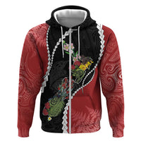 New Zealand Christmas Hoodie Flora Map with Birds - Polynesian Pride