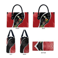 New Zealand Christmas Leather Bag Flora Map with Birds - Polynesian Pride