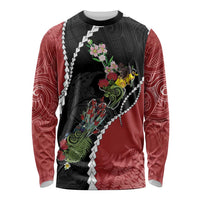 New Zealand Christmas Long Sleeve Shirt Flora Map with Birds - Polynesian Pride