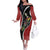 New Zealand Christmas Off The Shoulder Long Sleeve Dress Flora Map with Birds - Polynesian Pride