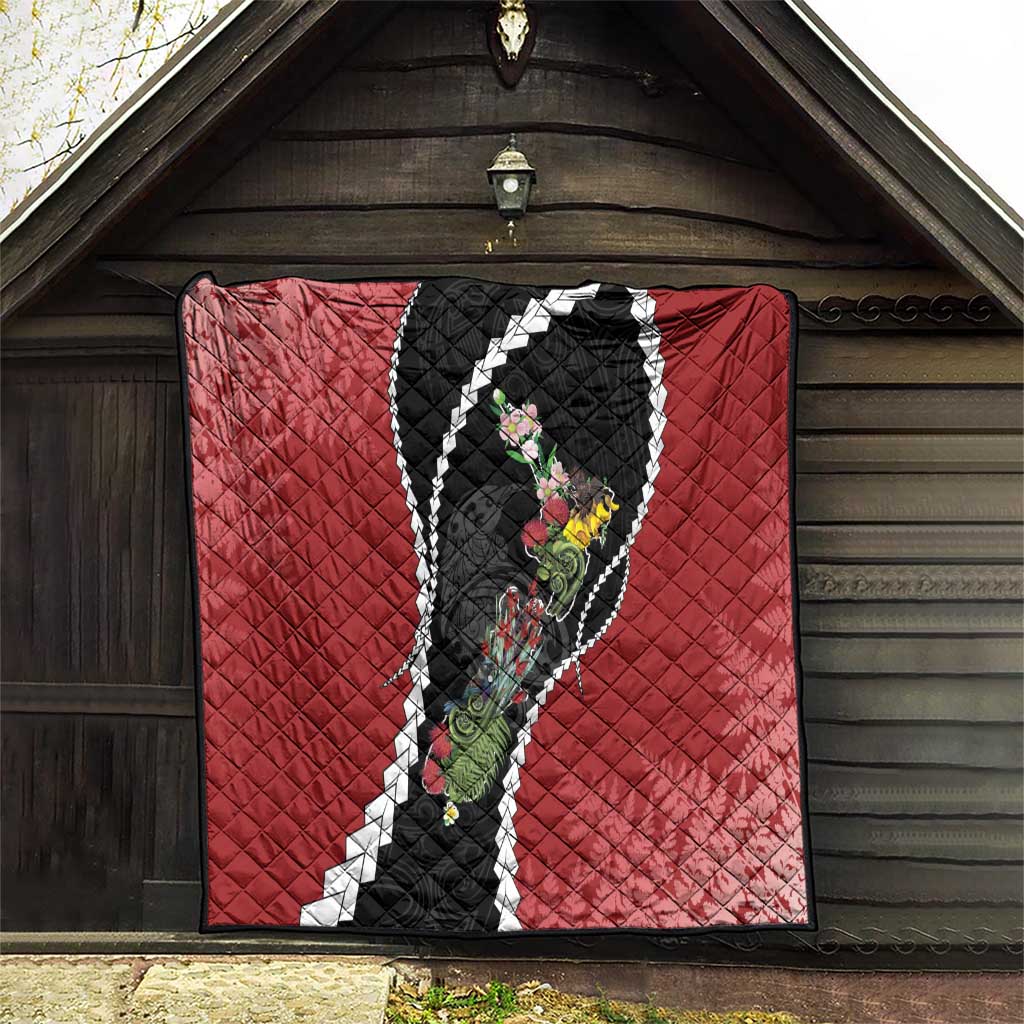 New Zealand Christmas Quilt Flora Map with Birds - Polynesian Pride