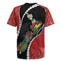 New Zealand Christmas Rugby Jersey Flora Map with Birds - Polynesian Pride